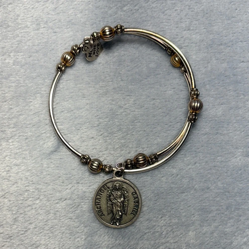 Archangel Gabriel Two-Tone Charm Bracelet - Picture 1 of 4